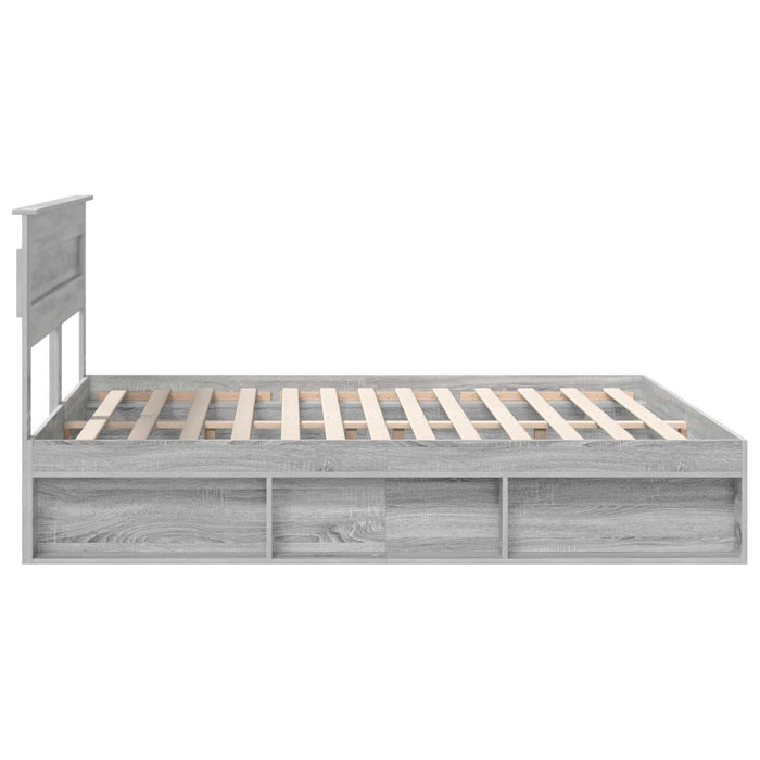 Cadru de pat Gri Sonoma 200 x 200 cm Lemn de pin masiv - WALTI WALTI