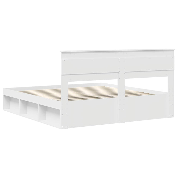 Cadru de pat cu headboard Alb 180 x 200 cm Lemn de pin masiv - WALTI WALTI
