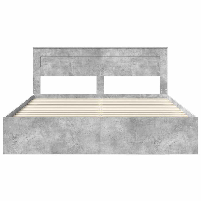 Cadru de pat cu headboard Beton 180 x 200 cm Lemn de pin masiv - WALTI WALTI