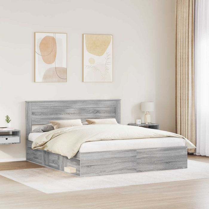 Cadru de pat Gri Sonoma 180 x 200 cm Lemn de pin masiv - WALTI WALTI