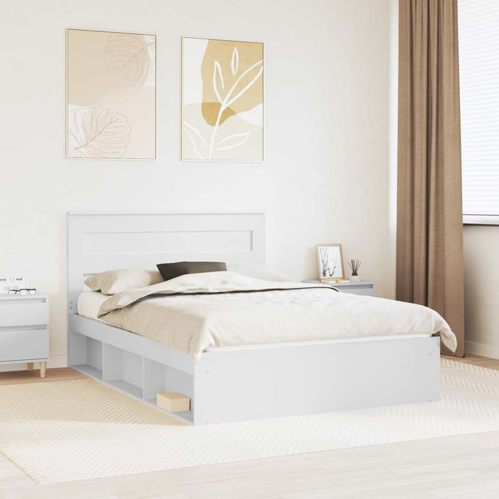 Cadru de pat cu headboard Alb 160 x 200 cm Lemn de pin masiv - WALTI WALTI