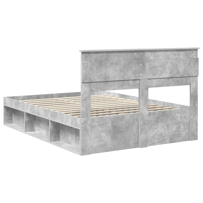 Cadru de pat cu headboard Beton 160 x 200 cm Lemn de pin masiv - WALTI WALTI