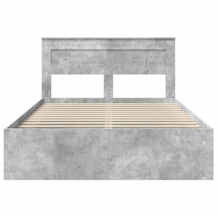 Cadru de pat cu headboard Beton 160 x 200 cm Lemn de pin masiv - WALTI WALTI