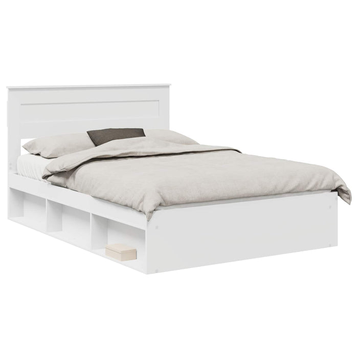 Cadru de pat cu headboard Alb 150 x 200 cm Lemn de pin masiv WALTI