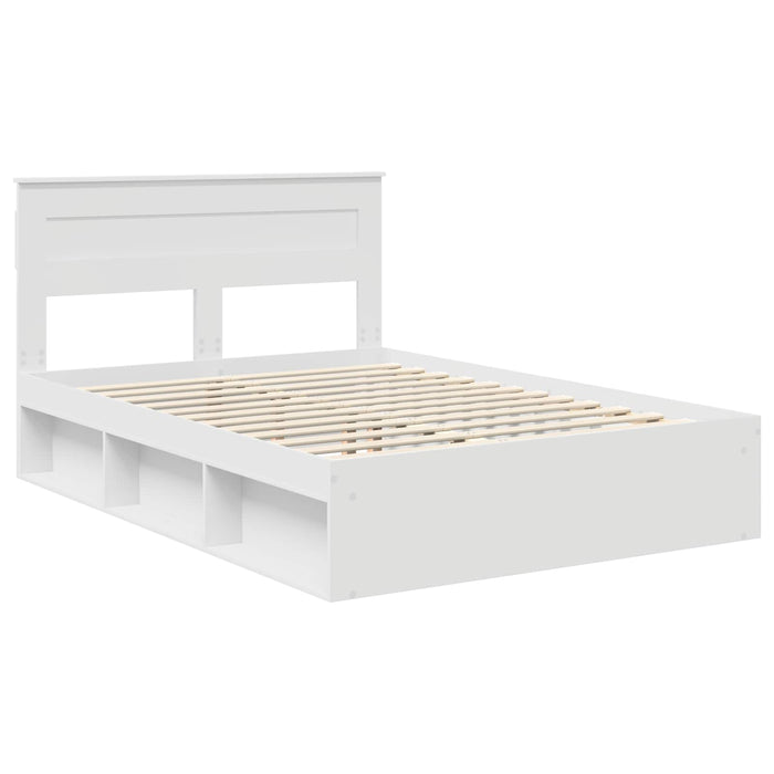 Cadru de pat cu headboard Alb 150 x 200 cm Lemn de pin masiv WALTI