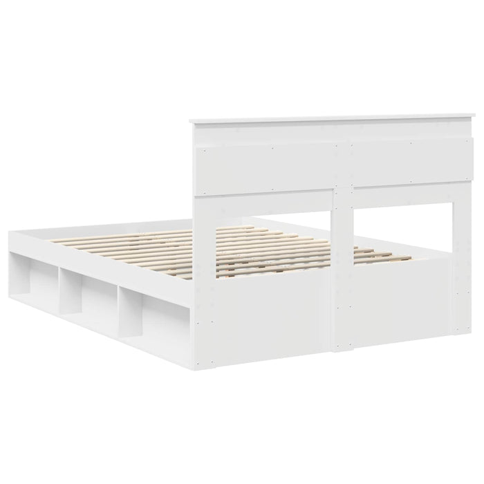 Cadru de pat cu headboard Alb 150 x 200 cm Lemn de pin masiv WALTI