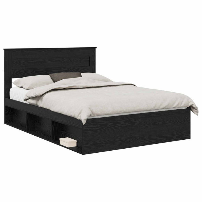 Cadru de pat cu saltea Negru 150 x 200 cm Lemn de pin masiv - WALTI WALTI