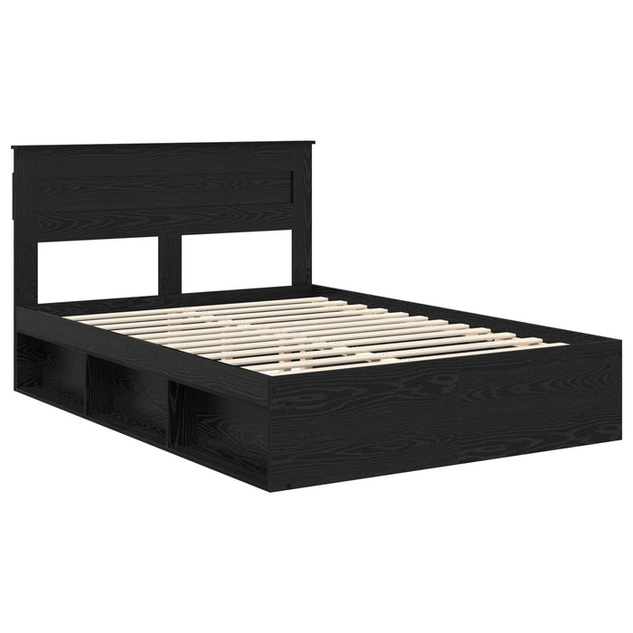 Cadru de pat cu saltea Negru 150 x 200 cm Lemn de pin masiv - WALTI WALTI