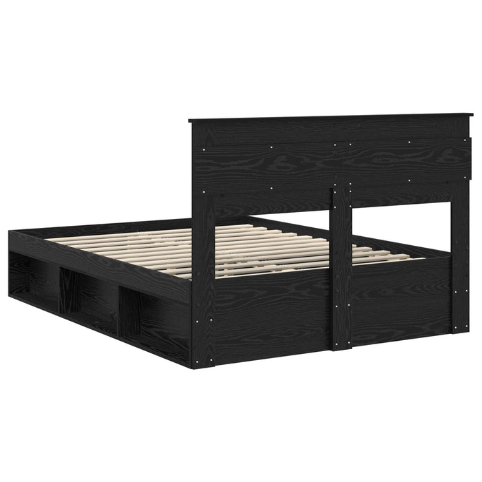 Cadru de pat cu saltea Negru 150 x 200 cm Lemn de pin masiv - WALTI WALTI