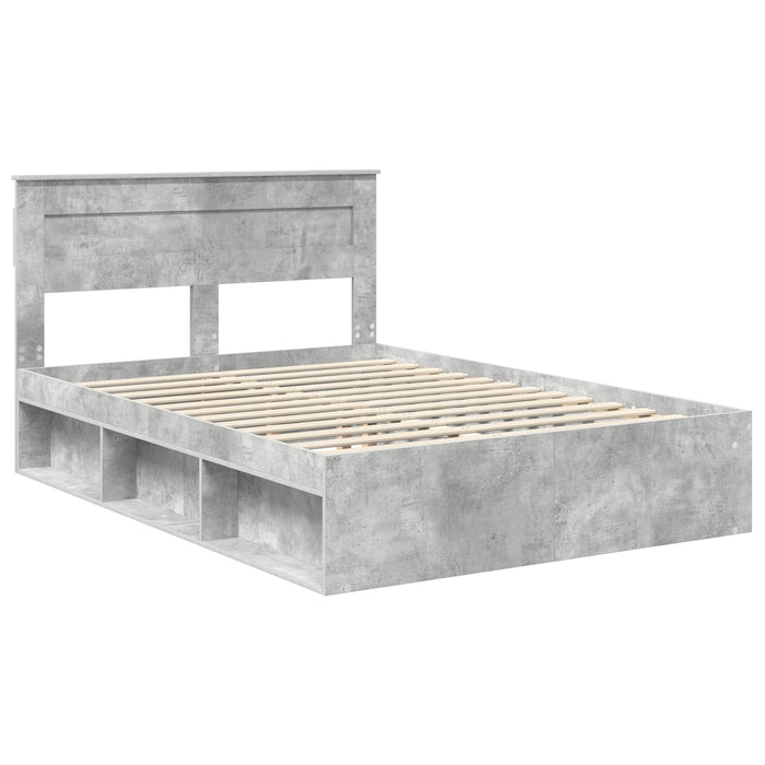 Cadru de pat cu headboard Beton 140 x 190 cm Lemn de pin masiv - WALTI WALTI