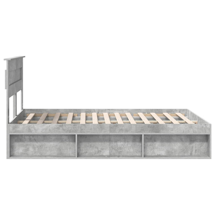 Cadru de pat cu headboard Beton 140 x 190 cm Lemn de pin masiv - WALTI WALTI
