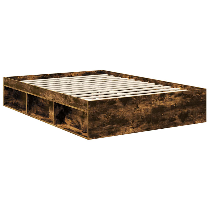 Cadru de pat Stejar fumuriu 140 x 190 cm Lemn de pin masiv - WALTI WALTI