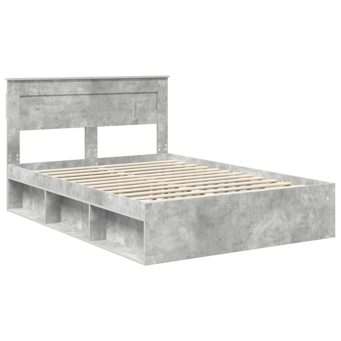 Cadru de pat cu headboard Beton 140 x 200 cm Lemn de pin masiv - WALTI WALTI