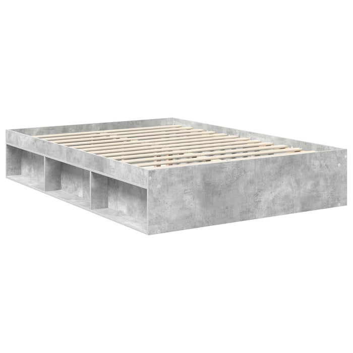 Cadru de pat cu headboard Beton 140 x 200 cm Lemn de pin masiv - WALTI WALTI
