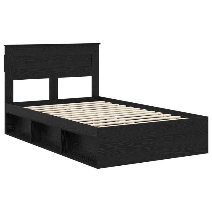 Cadru de pat cu saltea Negru 135 x 190 cm Lemn de pin masiv - WALTI WALTI