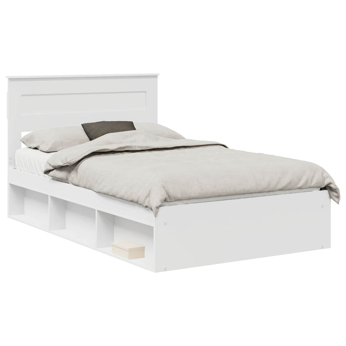 Cadru de pat cu headboard Alb 120 x 190 cm Lemn de pin masiv - WALTI WALTI