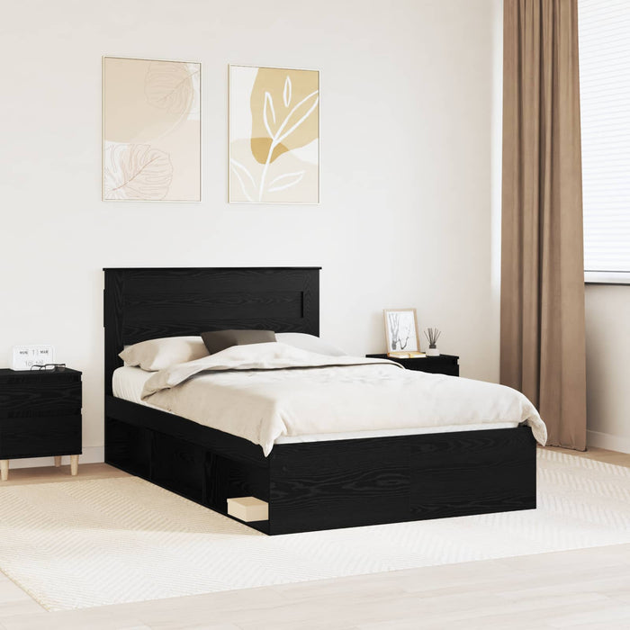 Cadru de pat cu headboard Negru 120 x 190 cm Lemn de pin masiv - WALTI WALTI