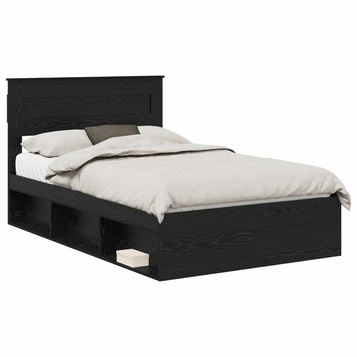 Cadru de pat cu headboard Negru 120 x 190 cm Lemn de pin masiv - WALTI WALTI