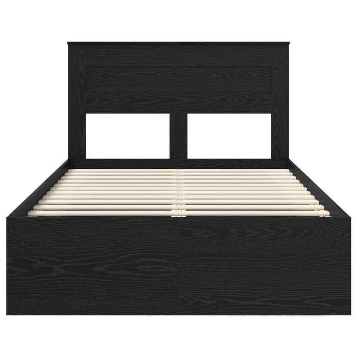 Cadru de pat cu headboard Negru 120 x 190 cm Lemn de pin masiv - WALTI WALTI