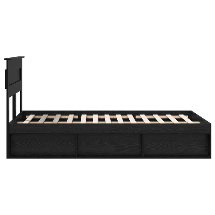 Cadru de pat cu headboard Negru 120 x 190 cm Lemn de pin masiv - WALTI WALTI