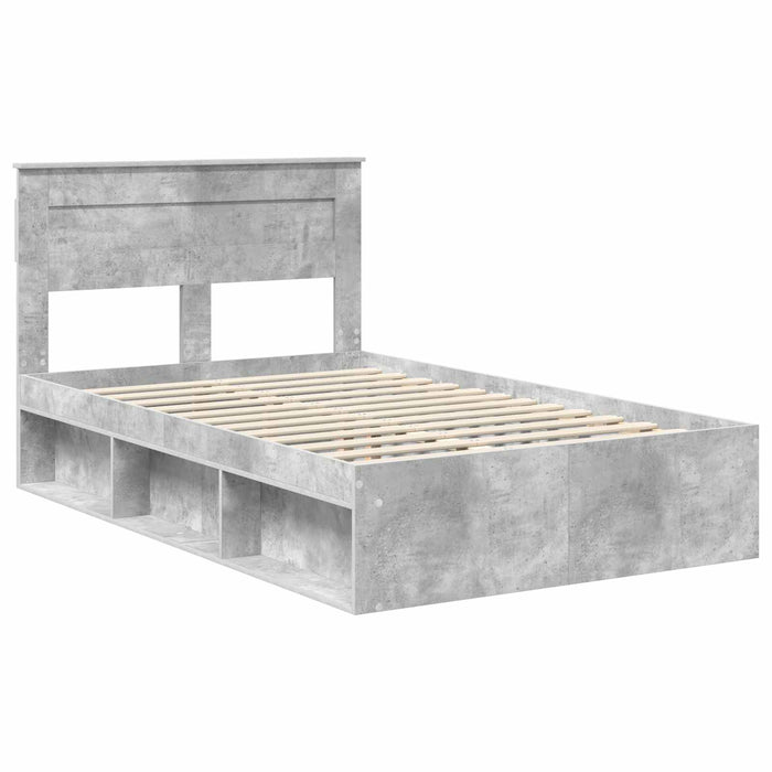 Cadru de pat cu headboard Beton 120 x 190 cm Lemn de pin masiv - WALTI WALTI