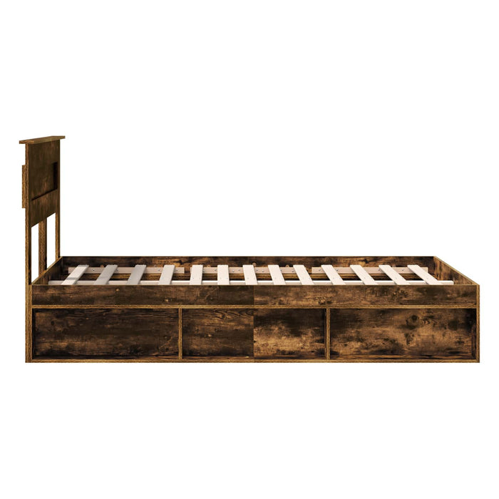 Cadru de pat Stejar fumuriu 120 x 190 cm Lemn de pin masiv - WALTI WALTI