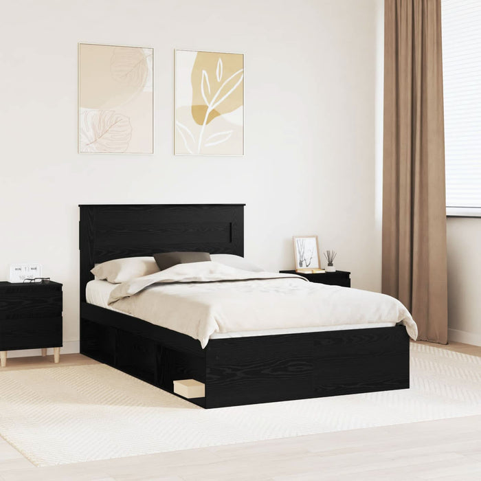 Cadru de pat cu headboard Negru 120 x 200 cm Lemn de pin masiv - WALTI WALTI