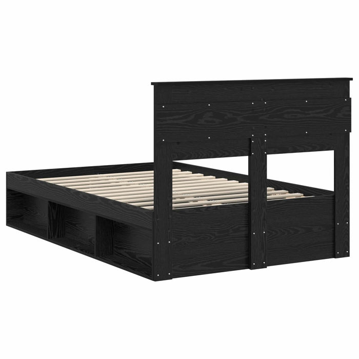 Cadru de pat cu headboard Negru 120 x 200 cm Lemn de pin masiv - WALTI WALTI
