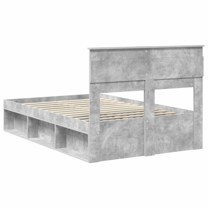 Cadru de pat cu headboard Beton 120 x 200 cm Lemn de pin masiv - WALTI WALTI