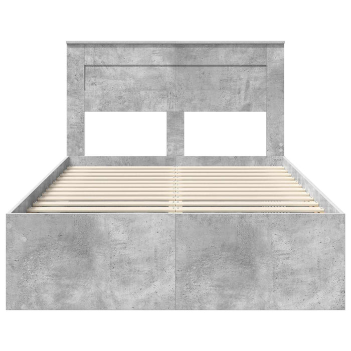 Cadru de pat cu headboard Beton 120 x 200 cm Lemn de pin masiv - WALTI WALTI