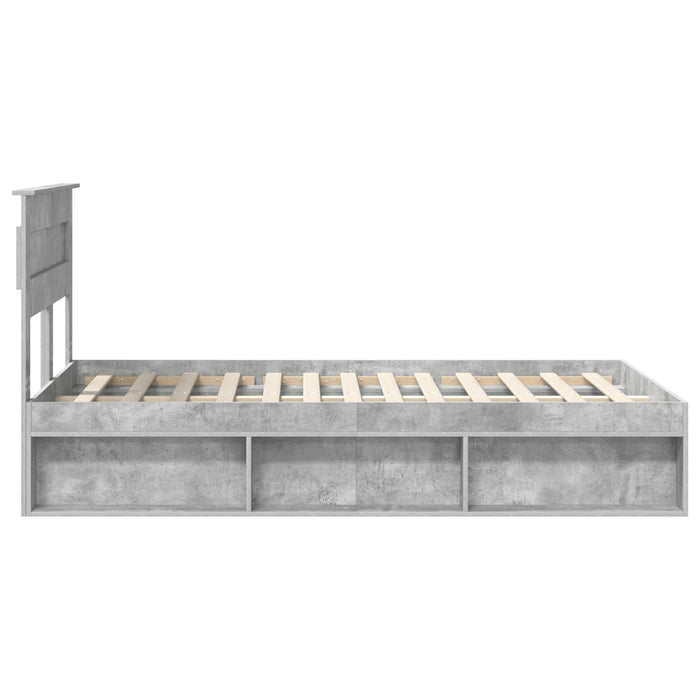 Cadru de pat cu headboard Beton 120 x 200 cm Lemn de pin masiv - WALTI WALTI
