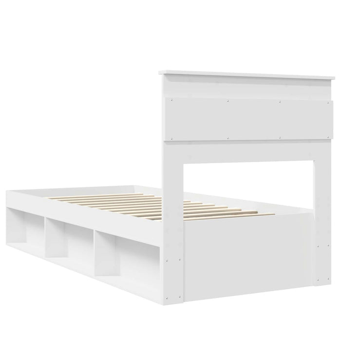 Cadru de pat cu headboard Alb 100 x 200 cm Lemn de pin masiv - WALTI WALTI