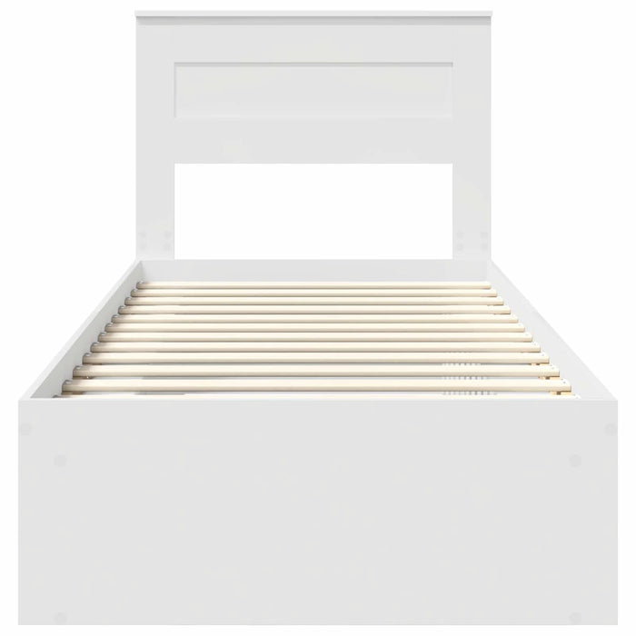 Cadru de pat cu headboard Alb 100 x 200 cm Lemn de pin masiv - WALTI WALTI