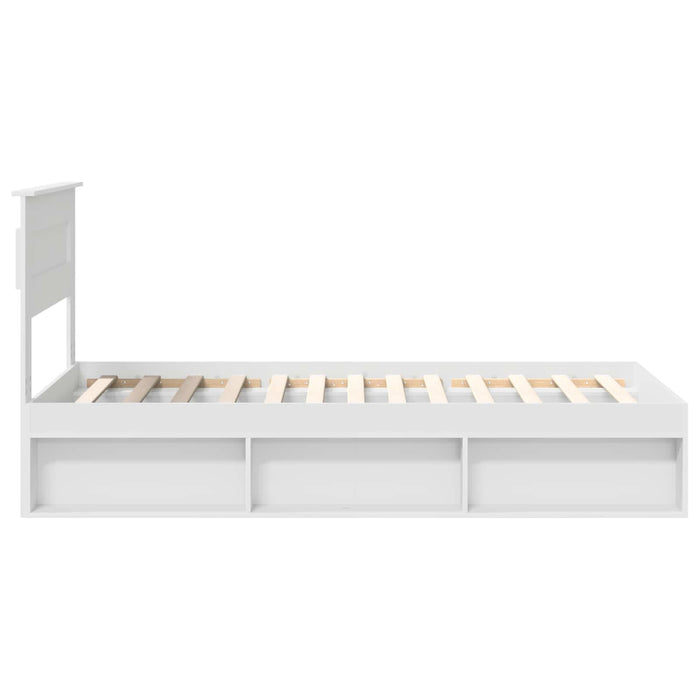Cadru de pat cu headboard Alb 100 x 200 cm Lemn de pin masiv - WALTI WALTI
