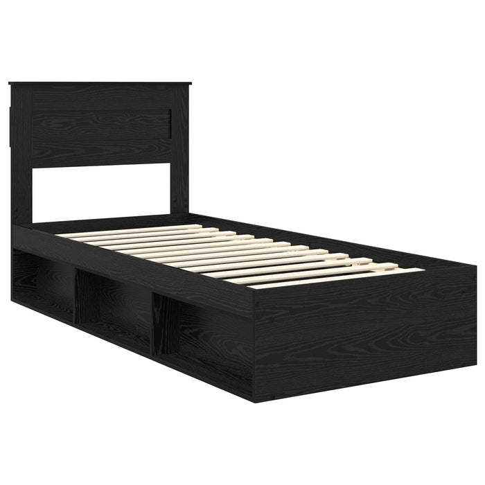 Cadru de pat cu saltea Negru 100 x 200 cm Lemn de pin masiv - WALTI WALTI