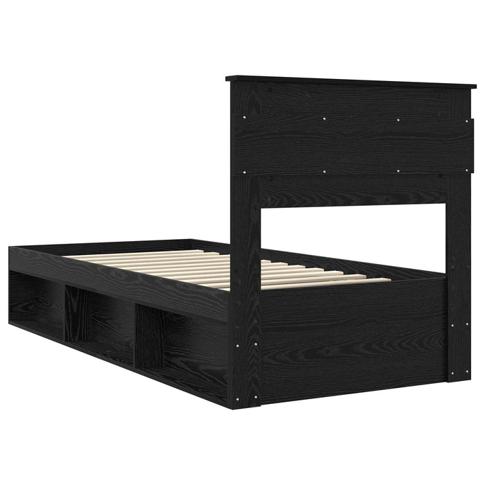 Cadru de pat cu saltea Negru 100 x 200 cm Lemn de pin masiv - WALTI WALTI