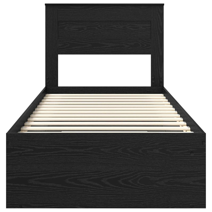 Cadru de pat cu saltea Negru 100 x 200 cm Lemn de pin masiv - WALTI WALTI