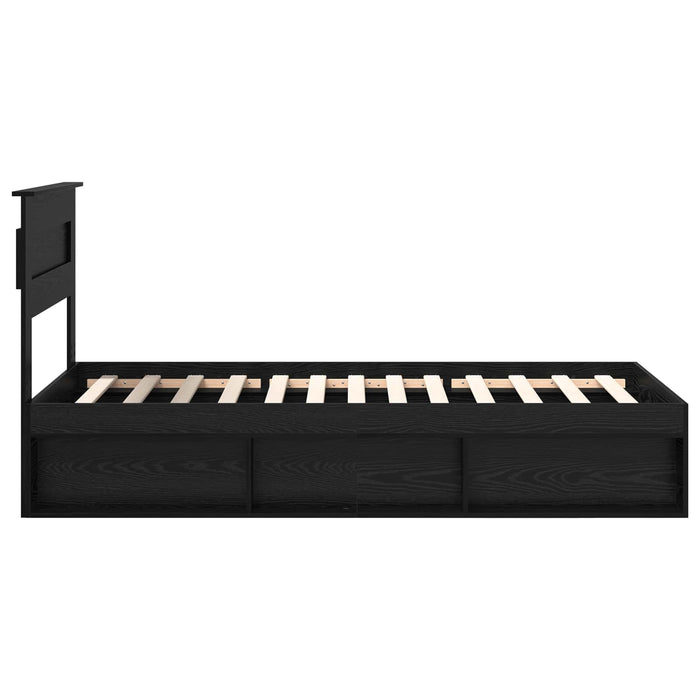 Cadru de pat cu saltea Negru 100 x 200 cm Lemn de pin masiv - WALTI WALTI