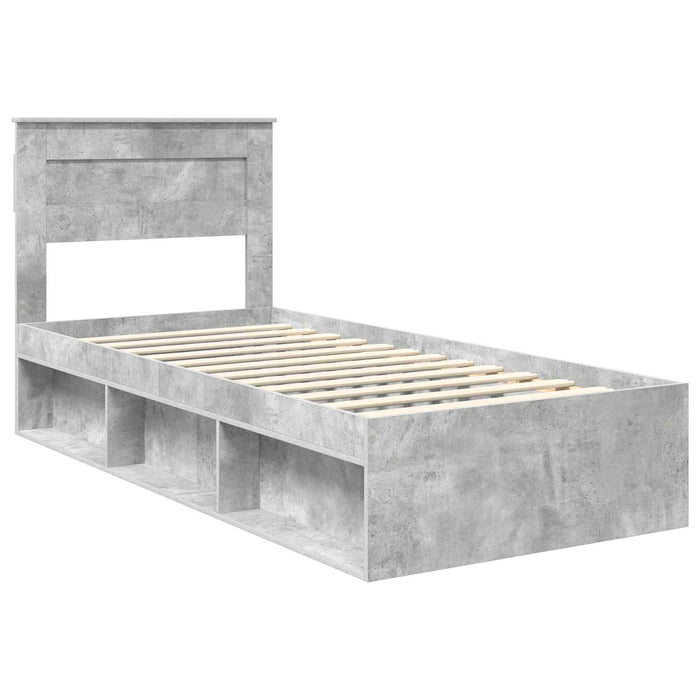 Cadru de pat Gri Concret 100 x 200 cm Lemn de pin masiv - WALTI WALTI