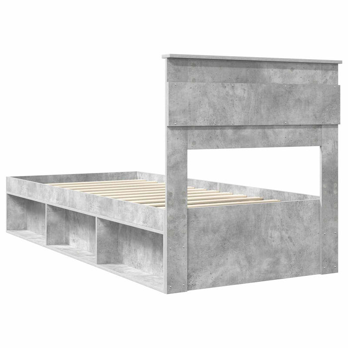Cadru de pat Gri Concret 100 x 200 cm Lemn de pin masiv - WALTI WALTI