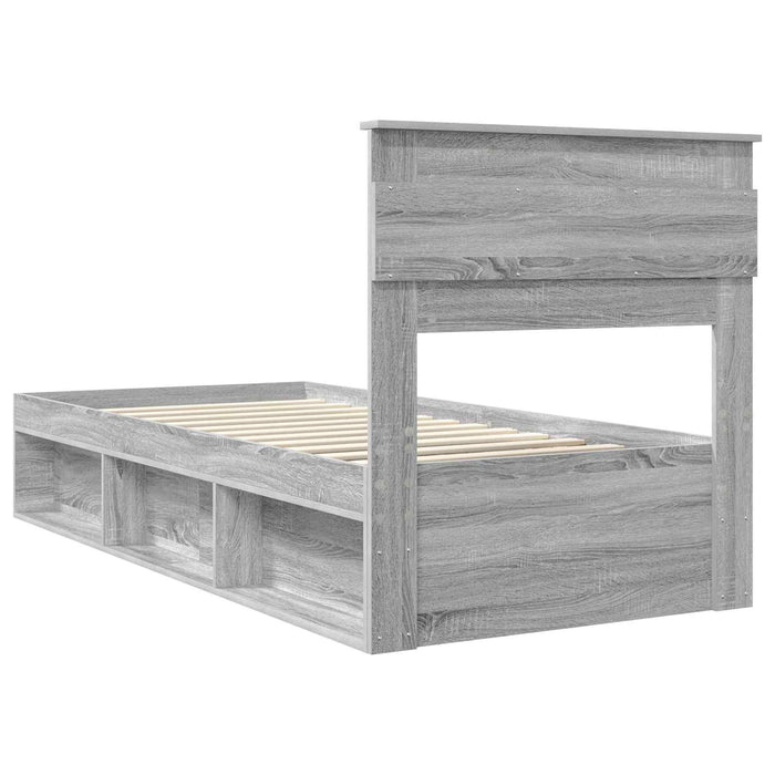 Cadru de pat cu saltea Gri Sonoma 90 x 190 cm Lemn de pin masiv - WALTI WALTI