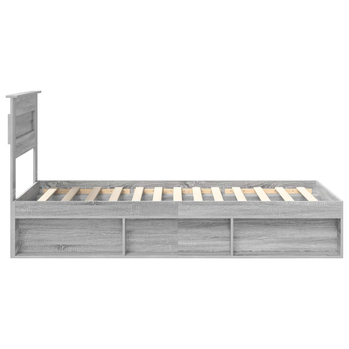 Cadru de pat cu saltea Gri Sonoma 90 x 190 cm Lemn de pin masiv - WALTI WALTI