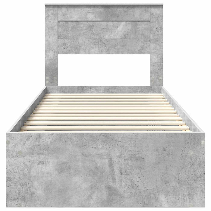 Cadru de pat cu headboard Beton 90 x 200 cm Lemn de pin masiv - WALTI WALTI