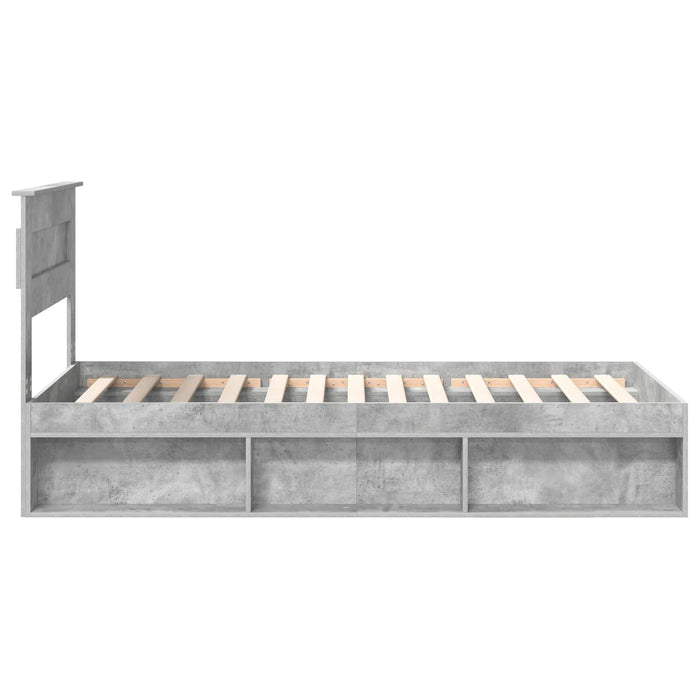 Cadru de pat cu headboard Beton 90 x 200 cm Lemn de pin masiv - WALTI WALTI