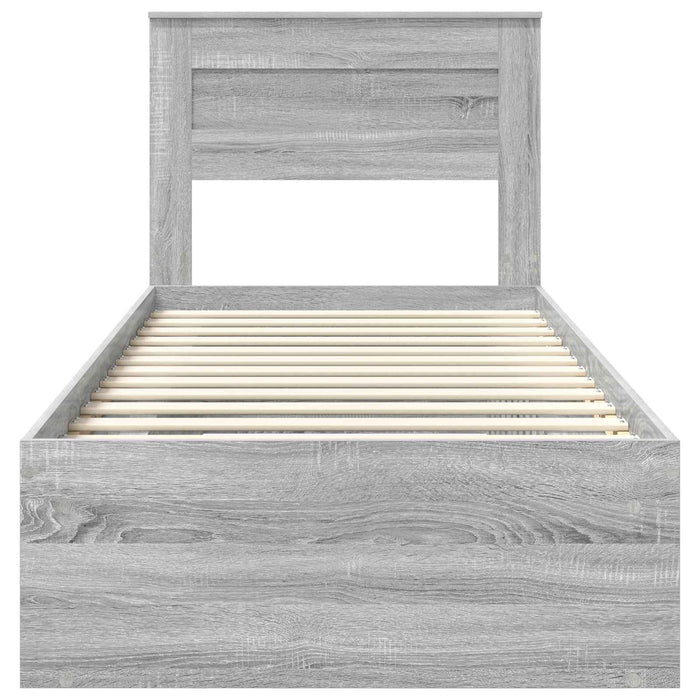 Cadru de pat cu saltea Gri Sonoma 90 x 200 cm Lemn de pin masiv - WALTI WALTI