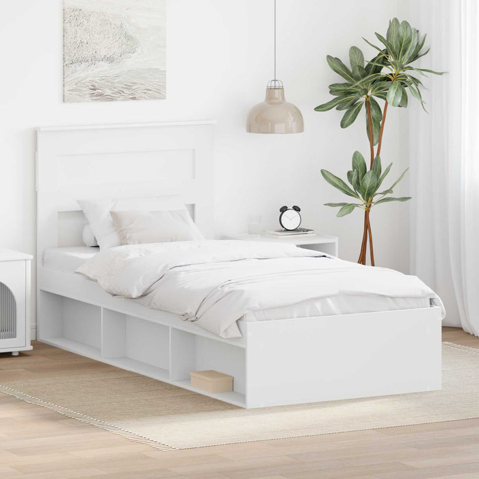 Cadru de pat cu saltea Alb 75 x 190 cm Lemn de pin masiv - WALTI WALTI