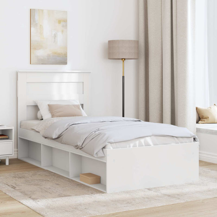Cadru de pat cu saltea Alb 75 x 190 cm Lemn de pin masiv - WALTI WALTI