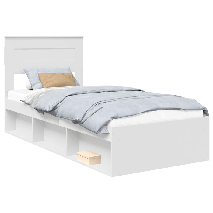 Cadru de pat cu saltea Alb 75 x 190 cm Lemn de pin masiv - WALTI WALTI