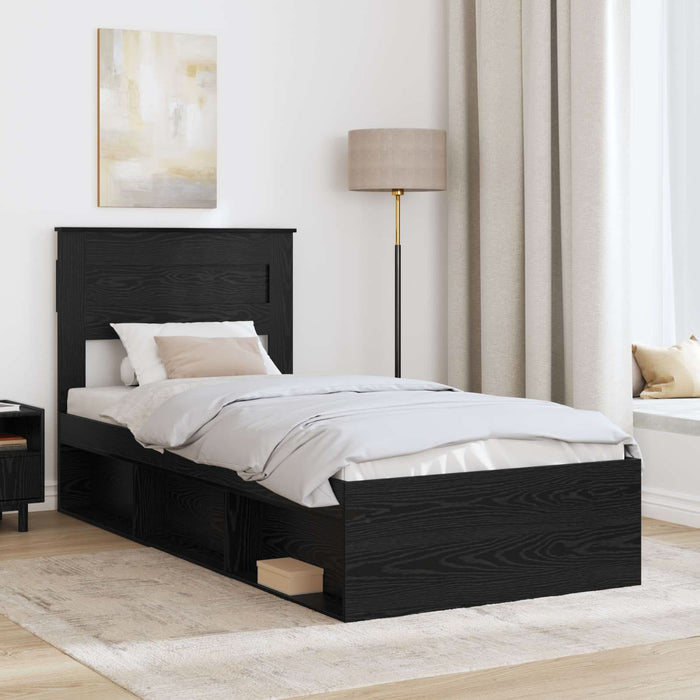 Cadru de pat cu saltea Negru 75 x 190 cm Lemn de pin masiv - WALTI WALTI