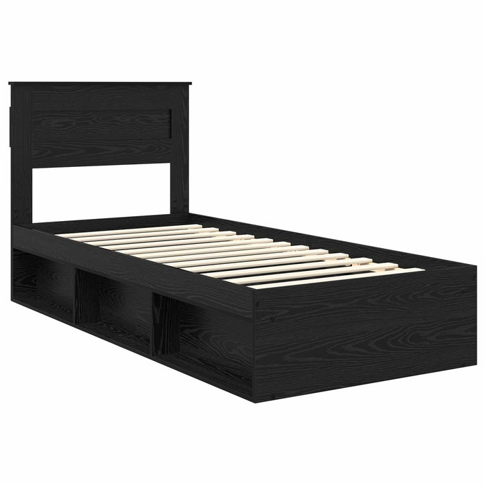 Cadru de pat cu saltea Negru 75 x 190 cm Lemn de pin masiv - WALTI WALTI